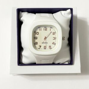 White Silicone Quartz Jelly Watch With Rose Gold Accent